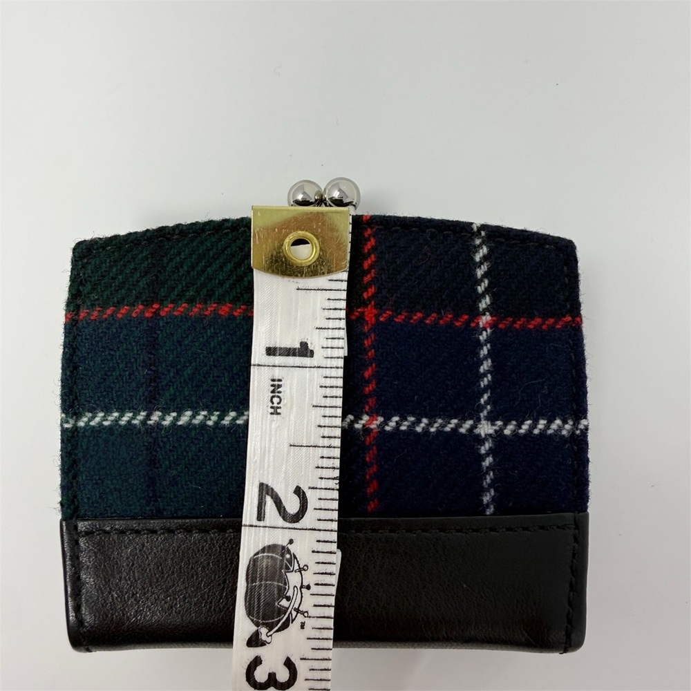 Vintage Coach Plaid Coin Purse Wallet Kisslock Leather Trim Tartan Wool Small - Picture 9 of 12